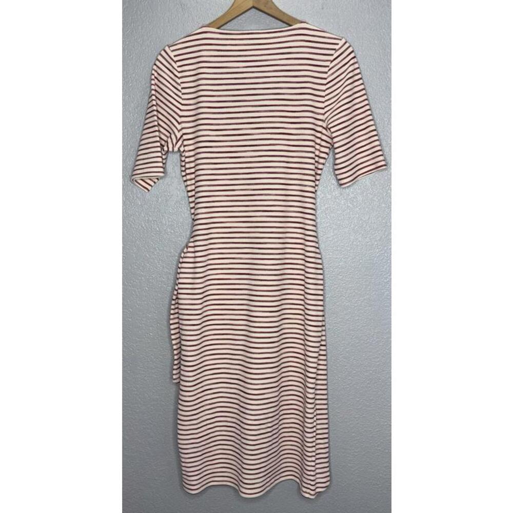 Express Textured Waffle Striped Scoop Neck Wrap Dress Size Large New - Picture 3 of 11